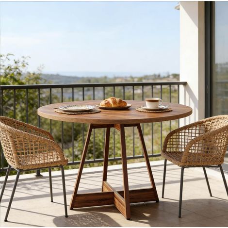 MEUBLIV Tavolo da pranzo rotondo 100 cm marrone – piano in MDF, stile bistrot, 2-4 persone (1/5)