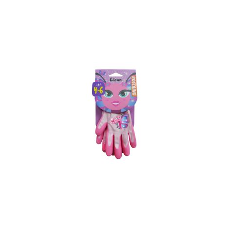 Gant de jardinage enfant rose, LISON le papillon - ROSTAING - 4-6 ans