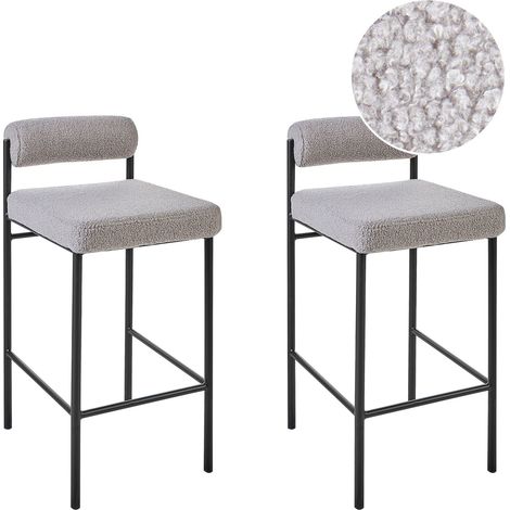 Set mit 2 Barstühlen AMAYA Bouclé Grau