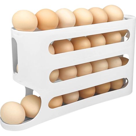 Caja para huevos, organizador de huevos de plástico para nevera, cesta de almacenamiento, dispensador de huevos para nevera, soporte deslizante para almacenamiento y exhibición, soporte para caja de h