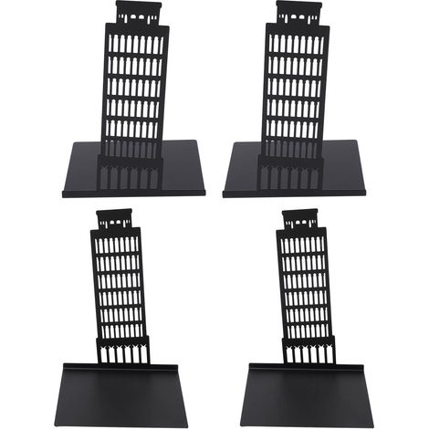 Serre-livres en Métal Noir Style Industriel - Support de Bureau Décoratif Anti-Glissant, 4 Pièces (1/5)