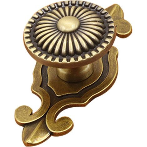 Poignée de tiroir ronde vintage européenne pour porte d'armoire, meuble de rangement, tirage en bronze. (1/2)