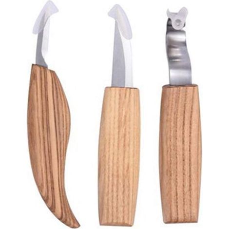 3-in-1 Schnitzwerkzeug-Set – Holzschnitzhakenmesser – Schälmesser – Detailschnitzmesser
