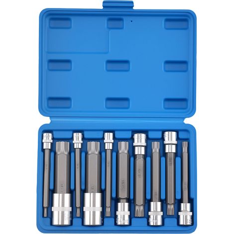 10 Piece Metric Spline Bit Socket Set S2 Steel M4 M6 M8 M10 M12 M14 M16 M18 (1/5)