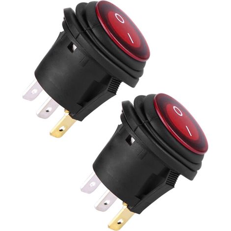 2pcs lumière LED rouge 12V / 24V universel 20A 3Pin voiture auto bateau rond interrupteur à bascule marche-arrêt