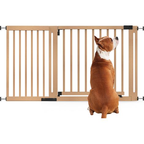 Bettacare Wooden Elegance Dog Gate, Natural, 145cm - 153cm, Pressure Fit Pet Gate, 73cm Extra Wide Doorway, Easy Installation