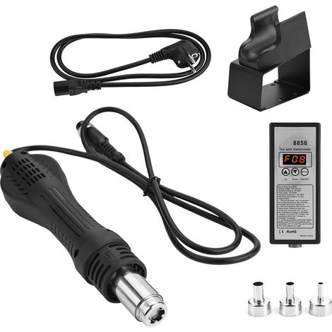 Station de retouche de pistolet à air chaud numérique intelligent LED 8858 avec 3 buses, prise UE 220 V (1/5)