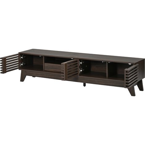 TV-Lowboard 170 x 35 x 40 cm aus MDF in Nussbaum mit 3 Türen, Schublade und offenen Fächern MODENUIT (1/5)