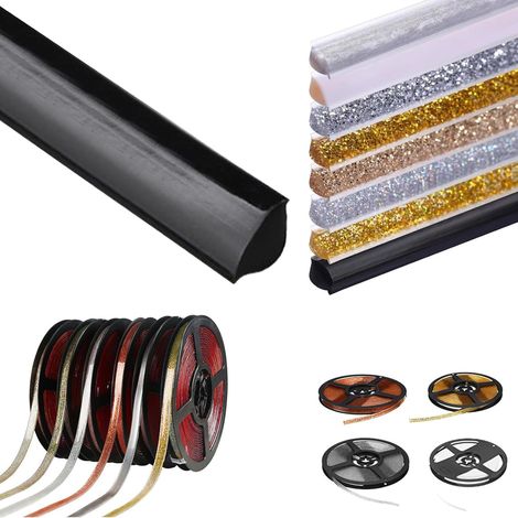 Moulures de plafond autocollantes en quartier flexibles - 5 m - Imperméables - Pour bords muraux et armoires - Noir - 15 mm (1/5)