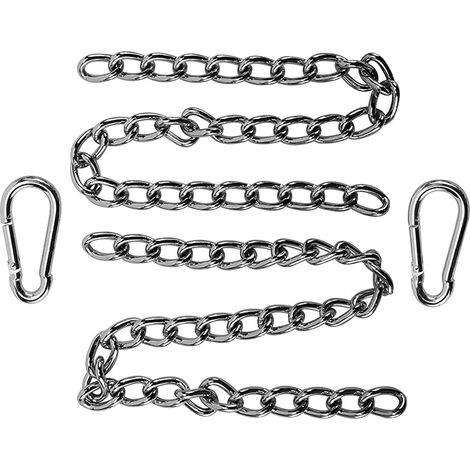Chaîne universelle pour fauteuil suspendu, hamac, chaîne en acier inoxydable de 4 mm de diamètre, longueur 100 cm, avec deux mousquetons pour balançoires et fauteuils suspendus. (1/5)