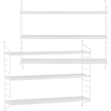 Juego de 2 estantes de pared con 3 niveles ajustables 50 x 60 x 15 cm blanco 030007101 (1/3)