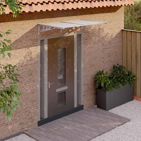 Auvent de porte gris et transparent, 152,5 x 90 cm, polycarbonate