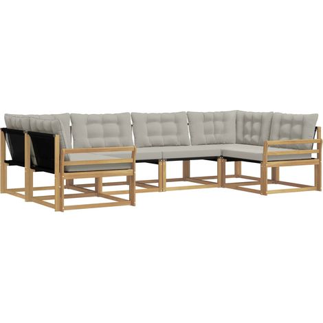 Conjunto de sofás de exterior 6 uds. Blanco y Gris Claro vidaXL (1/5)