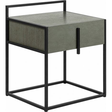 Table de chevet industrielle avec tiroir - gris et noir (1/5)
