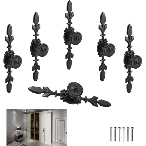 maniglie vintage nere per armadi, cassetti e porte - Stile floreale decorativo per mobili con pratico pannello posteriore