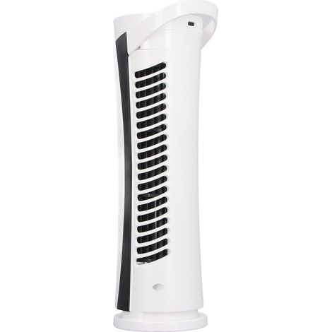 Ventilateur tour oscillant à 90° avec 2 vitesses, éclairage intégré, sans pales, 34 dB, silencieux, USB 2.0, pour une utilisation intérieure (chambre), blanc (1/5)