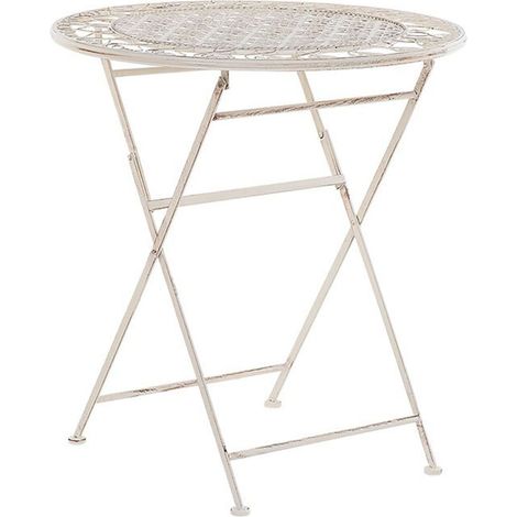 Mesa de balcón de metal beige claro ø 70 cm chic moderno jardín Trieste (1/5)