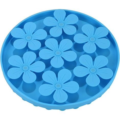 Blue Anti-Glutton Dog Bowl, Pet Slow Feeder, Soft Silicone Cat/Dog, Cute Flower Shape MUMU (1/4)