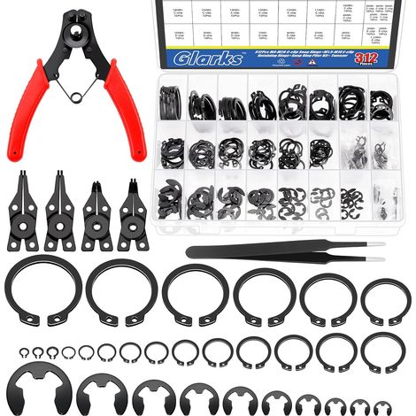 312pcs 65mn acier clip à boucle d'encliquetage et e - snap combo avec kit de pince à boucle d'encliquetage, 4mm - 28mm C - snap boucle extérieure et 1.5mm - 10mm e - snap avec pinces à épiler (1/5)
