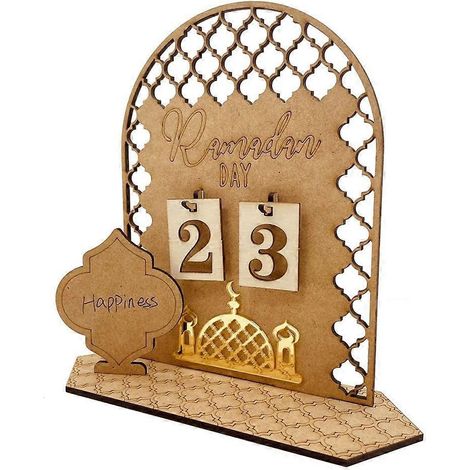 Ramadan-Dekorationen, Ramadan-Countdown-Kalender aus Holz zum Selbermachen, Ornamente für Gebete, Eid und Ramadan-Tischdekoration