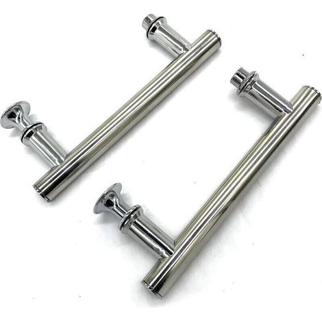 Poignée de meuble-Lot de 2 Poignée de porte de douche chromé de 145 mm (14,5 cm), trou à trou.. (1/3)