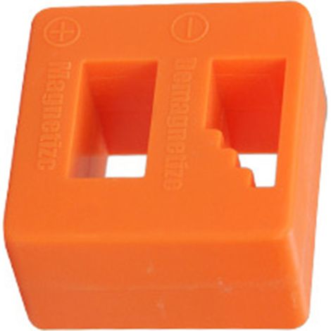 Magnétiseur/démagnétiseur 2 en 1 avec fixation magnétique pour embouts de tournevis et autres pièces métalliques (orange) (1/5)
