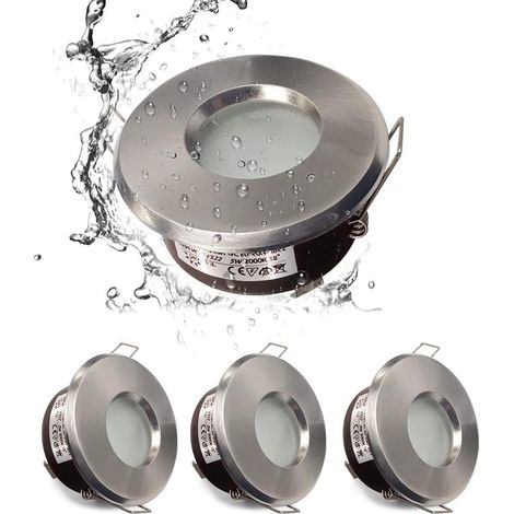 IP65 spot LED encastrable étanche, configuration de douille GU10, adapté aux spots de salle de bain et de cuisine (ampoule non incluse) Satin Nickel Downlight découpe 75mm (1/5)
