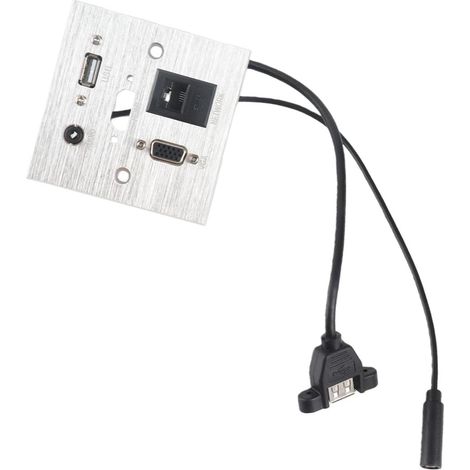 Prise Multimédia, Plaque Murale Multifonction Réseau USB HDMI VGA 3,5 Mm Audio RJ45, Prise de Panneau D'information Multimédia pour Maison, Hôtel, Bureau (1/5)