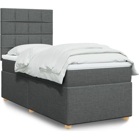 Boxspringbett mit Matratze Dunkelgrau 90x200 cm Stoff