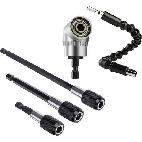 Embouts de tournevis coudés à 105°, tige hexagonale de 6,35 mm, adaptateur de perceuse hexagonale 1/4", porte-batterie, adaptateur de douille flexible-AquaForge (1/2)