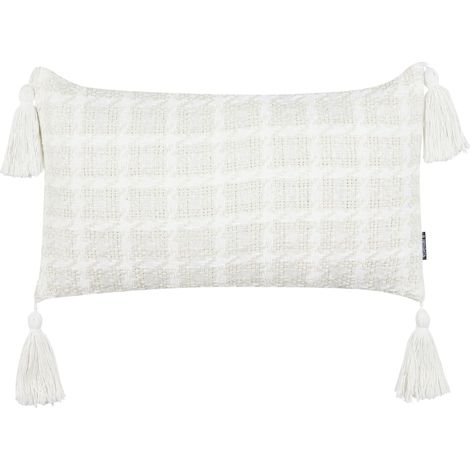 Throw Cushion DOURIS 30 x 60 cm Light Beige Checked (1/5)
