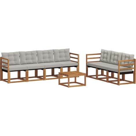 Conjunto de sofás de exterior 8 pcs Gris Natural y Claro vidaXL (1/5)
