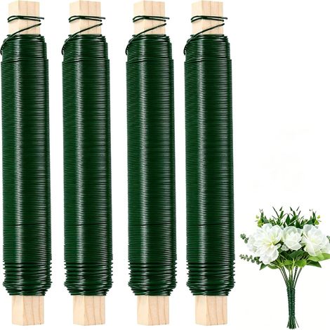 4 Rouleaux de Fil de Fer pour Fleurs Galvanisé, Fil de Fer pour Art Floral, Fil à Lier Les Fleurs Vert pour La Fleuristerie et L'Art Floral (1/5)
