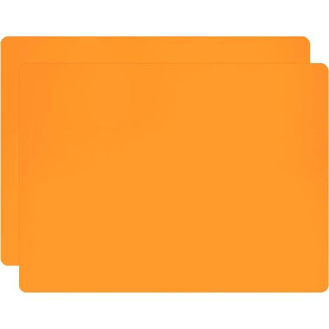 JSSEVN - 2-Piece Silicone Placemat Set, Cartoon Design, Children's Placemat, Tablecloth, Anti-scalding, Dustproof, Non-slip, Easy to Clean and Store, 40 x 30 cm, Square, Orange (1/5)