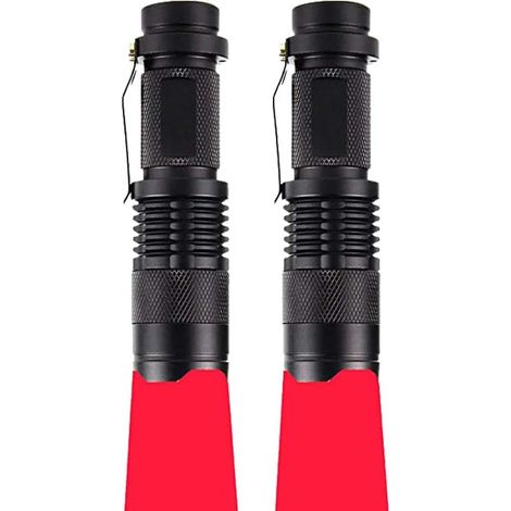 Rotlicht Taschenlampe, Mini Rot Taschenlampen Rote Signallampe mit Clip Rote LED Taschenlampen Zoombare Rotlichtlampe 3 Modi für Stargazing Nachtsicht Astronomie Camping (2er Pack) (1/5)