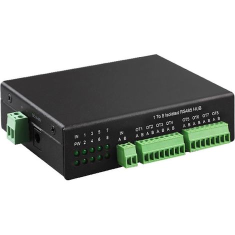 RS485-Hub, 8-Kanal-RS485-Splitter, 1 Eingang, 8 Ausgänge, industrietauglich