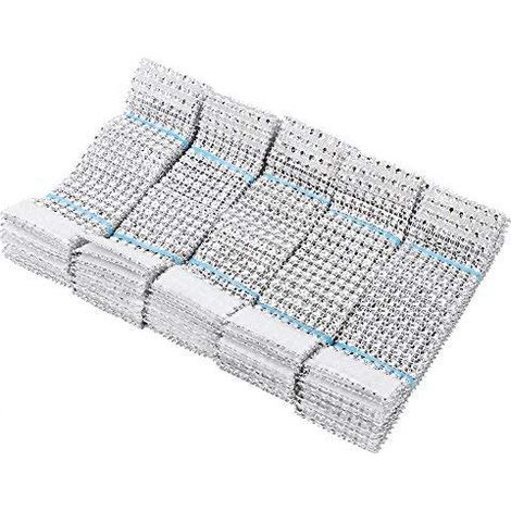 Set di 50/100 anelli portatovaglioli argento/oro Yosoo con 8 file di strass per feste, banchetti, matrimoni, San Valentino. 50 pezzi argento. (1/5)