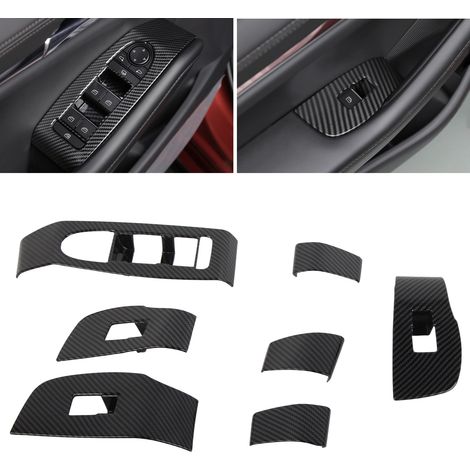 Lot de 7 couvercles de panneau d'interrupteur de porte et de fenêtre en fibre de carbone de remplacement pour Mazda 3 Hatchback 3 Sedan CX-30 (1/5)