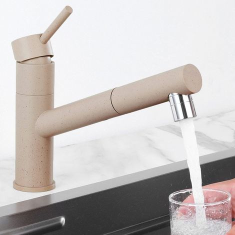 Robinet de Cuisine Extractible Couleur Avoine avec 2 Modes de Jet (1/5)