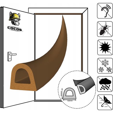 Guarnizione autoadesiva per porte e finestre D14X12mm MARRONE (1/5)