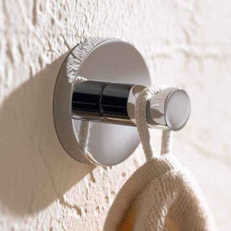 Patère murale salle de bain en métal chromé – Fixations cachées – Diamètre 54 mm – Tenue à l'arrachement 5 kg (1/5)