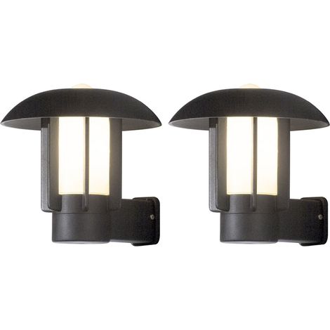 2er Set Außenwandleuchte HEIMDAL, Aluminium schwarz / Glas opal, E27 Fassung (1/4)