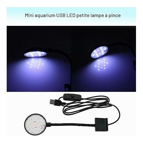Mini 5W USB LED Light for Aquarium with Power Switch Small Fish Shrimp Live Plants Planted Freshwater Tank Growth Fish Tank Light Black (1/4)