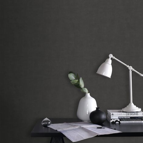 Papier peint intissé Béton Crépi Grainé 1005 x 52cm Anthracite