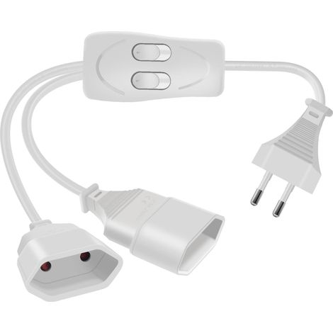 Câble D'extension 2 en 1 avec Interrupteur 2,5A 250 V Blanc (1/5)