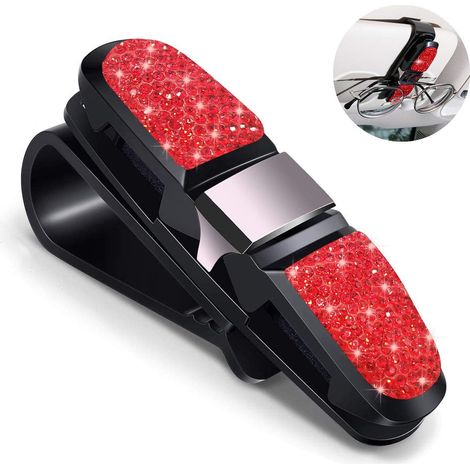 Porte-lunettes de soleil en cristal Bling Bling pour voiture, strass en cristal Bling Bling R (1/5)