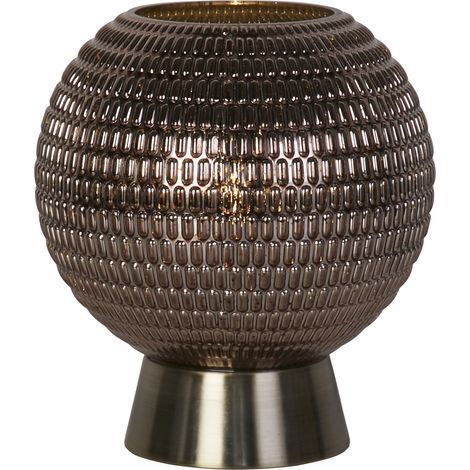 Searchlight Mila Lampe de table, laiton antique et verre brun, 1 ampoule E27, 0,6 W, 2700 K (1/5)
