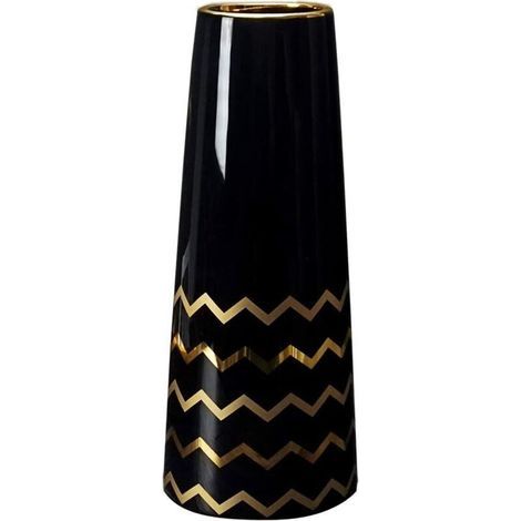 25cm Vase de Fleur Noir Or Céramique vases decoratifs Design Haut pour Maison, fête, Centre de Table de Mariage (1/5)