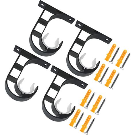 Set aus dicken Gardinenstangenhalterungen aus Aluminiumlegierung, rostbeständige schwarze Lackierung, Haken (1/5)