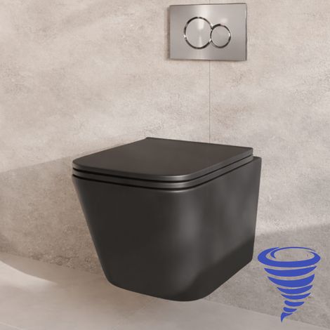 LOMAZOO Pack WC suspendu avec réservoir encastré carré noir -
